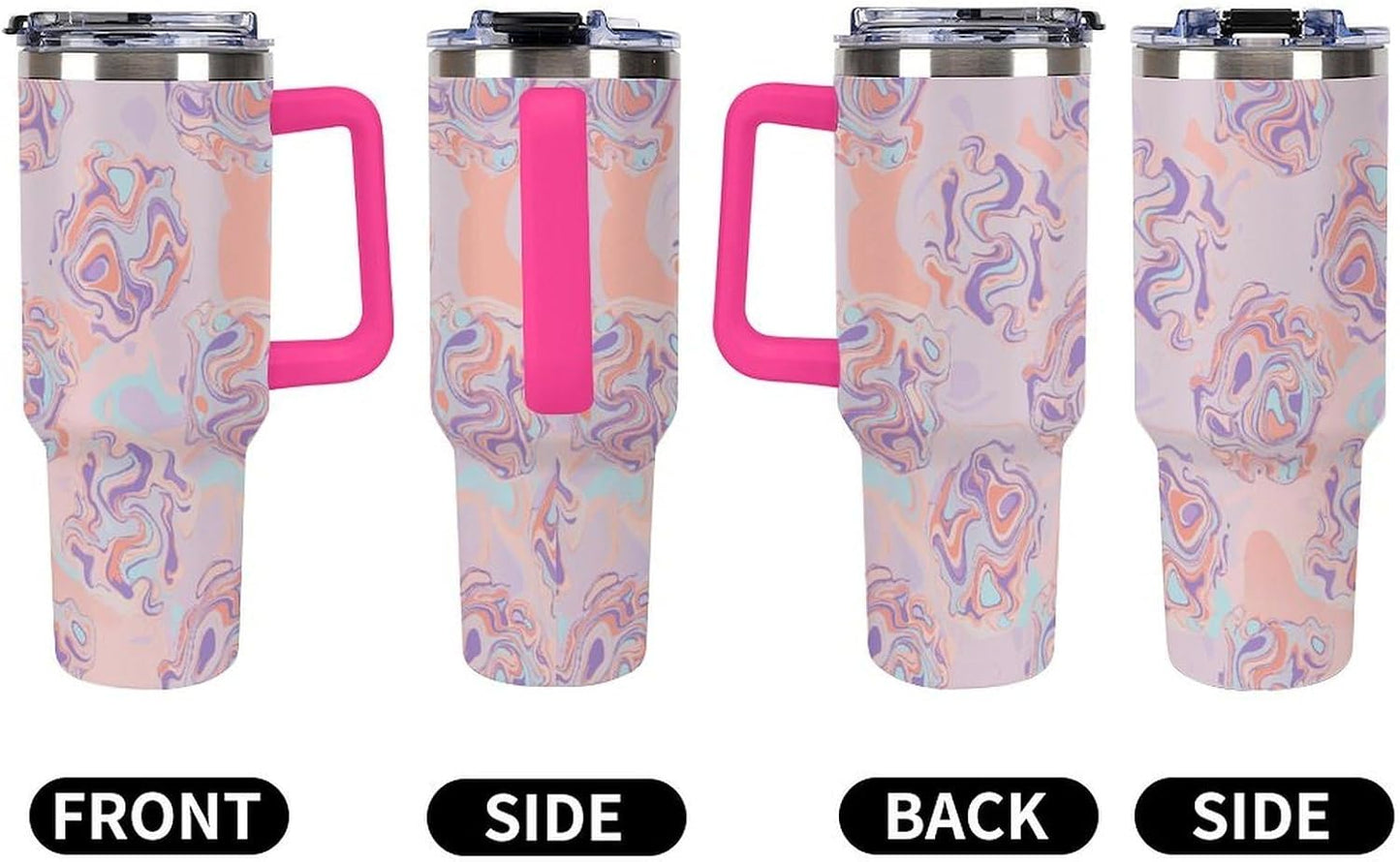 Leakproof Tumbler Vacuum Sealed Car Holder Friendly For Travel Teal And Peach Tropical Palm Leaf Pattern Water Tumbler white-style-23 - Colors E