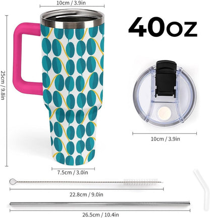 Leakproof Tumbler Vacuum Sealed Car Holder Friendly For Travel Teal And Peach Tropical Palm Leaf Pattern Water Tumbler white-style-23 - Colors E