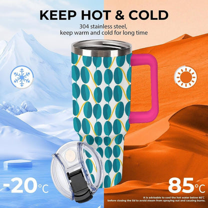 Leakproof Tumbler Vacuum Sealed Car Holder Friendly For Travel Teal And Peach Tropical Palm Leaf Pattern Water Tumbler white-style-23 - Colors E
