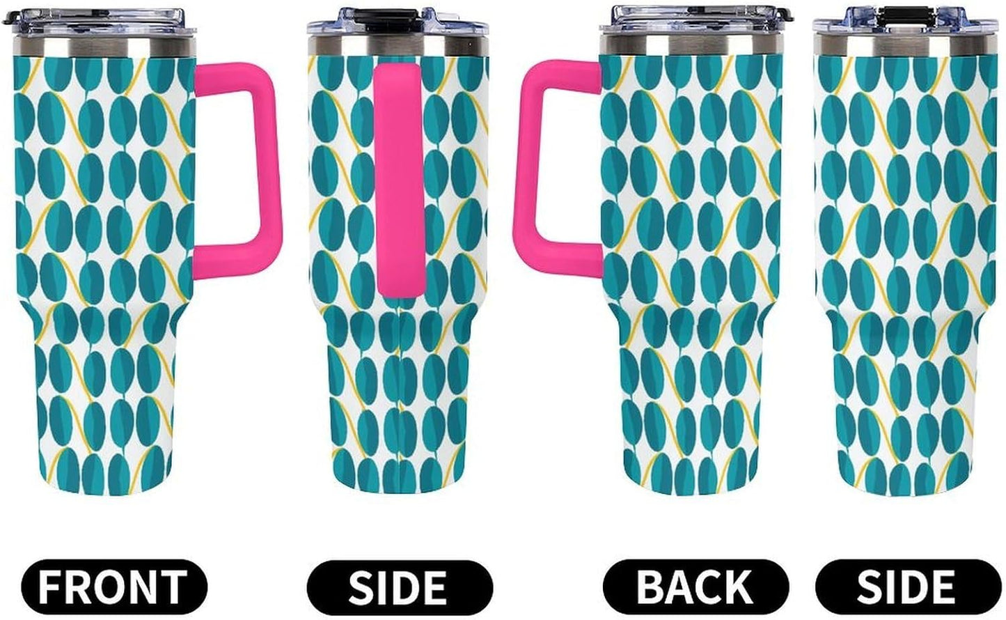 Leakproof Tumbler Vacuum Sealed Car Holder Friendly For Travel Teal And Peach Tropical Palm Leaf Pattern Water Tumbler white-style-23 - Colors E