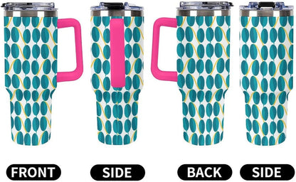 Leakproof Tumbler Vacuum Sealed Car Holder Friendly For Travel Teal And Peach Tropical Palm Leaf Pattern Water Tumbler white-style-23 - Colors E