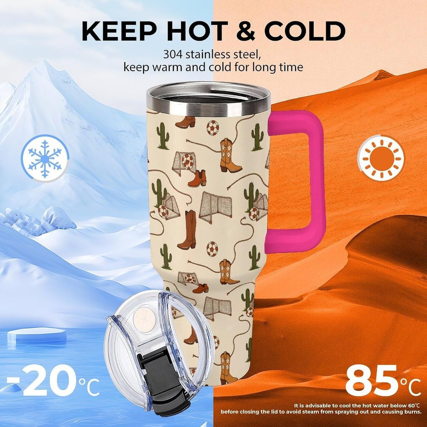 Leakproof Tumbler Vacuum Sealed Car Holder Friendly For Travel Teal And Peach Tropical Palm Leaf Pattern Water Tumbler white-style-23 - Colors E
