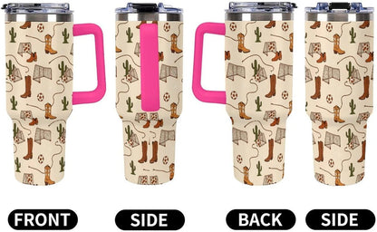 Leakproof Tumbler Vacuum Sealed Car Holder Friendly For Travel Teal And Peach Tropical Palm Leaf Pattern Water Tumbler white-style-23 - Colors E
