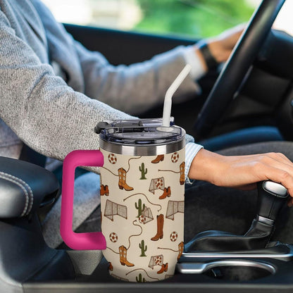 Leakproof Tumbler Vacuum Sealed Car Holder Friendly For Travel Teal And Peach Tropical Palm Leaf Pattern Water Tumbler white-style-23 - Colors E