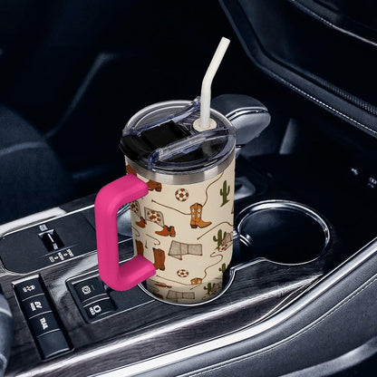 Leakproof Tumbler Vacuum Sealed Car Holder Friendly For Travel Teal And Peach Tropical Palm Leaf Pattern Water Tumbler white-style-23 - Colors E