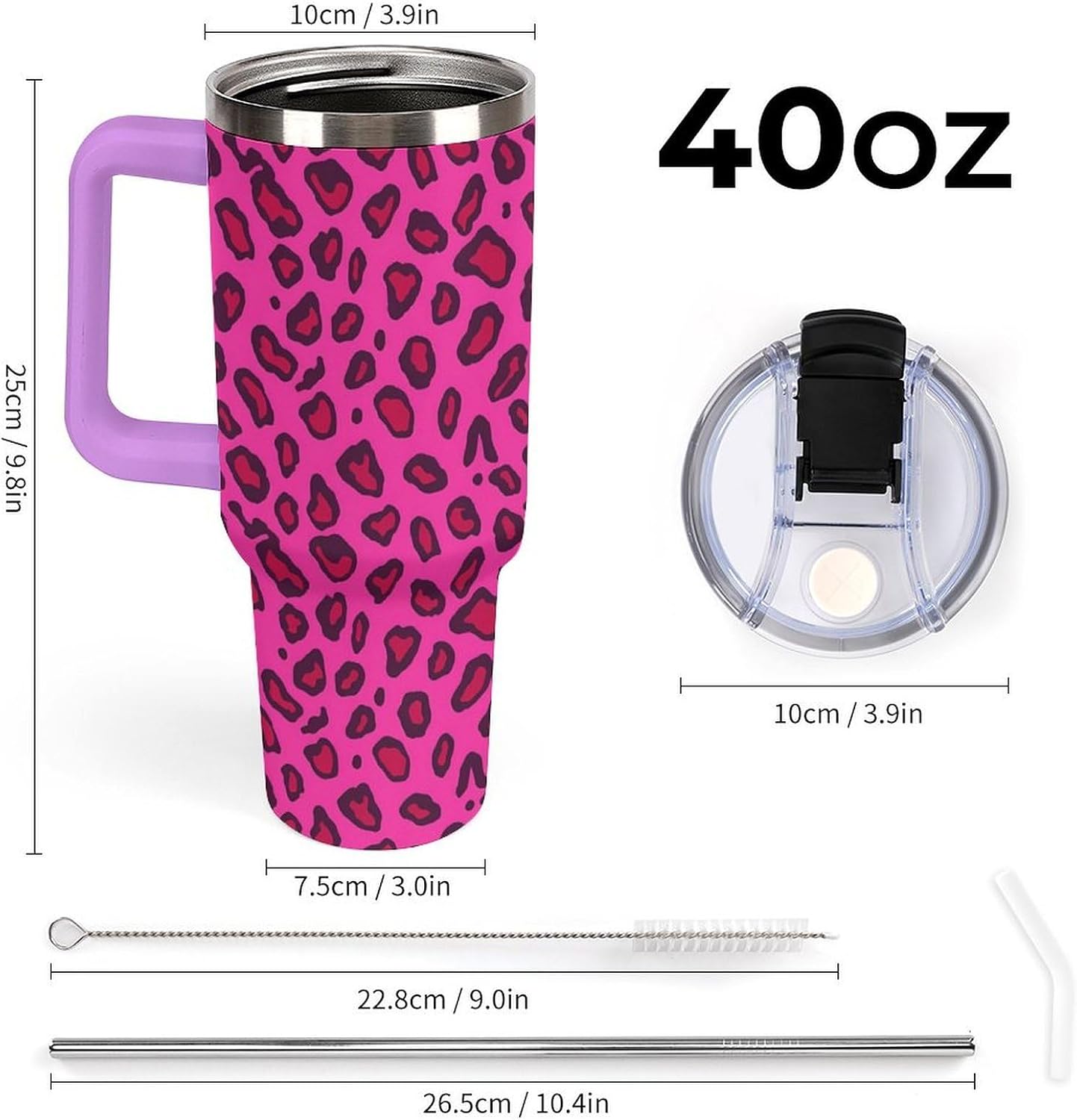 Leakproof Tumbler Vacuum Sealed Car Holder Friendly For Travel Teal And Peach Tropical Palm Leaf Pattern Water Tumbler white-style-23 - Colors E