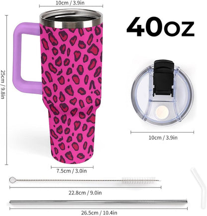 Leakproof Tumbler Vacuum Sealed Car Holder Friendly For Travel Teal And Peach Tropical Palm Leaf Pattern Water Tumbler white-style-23 - Colors E