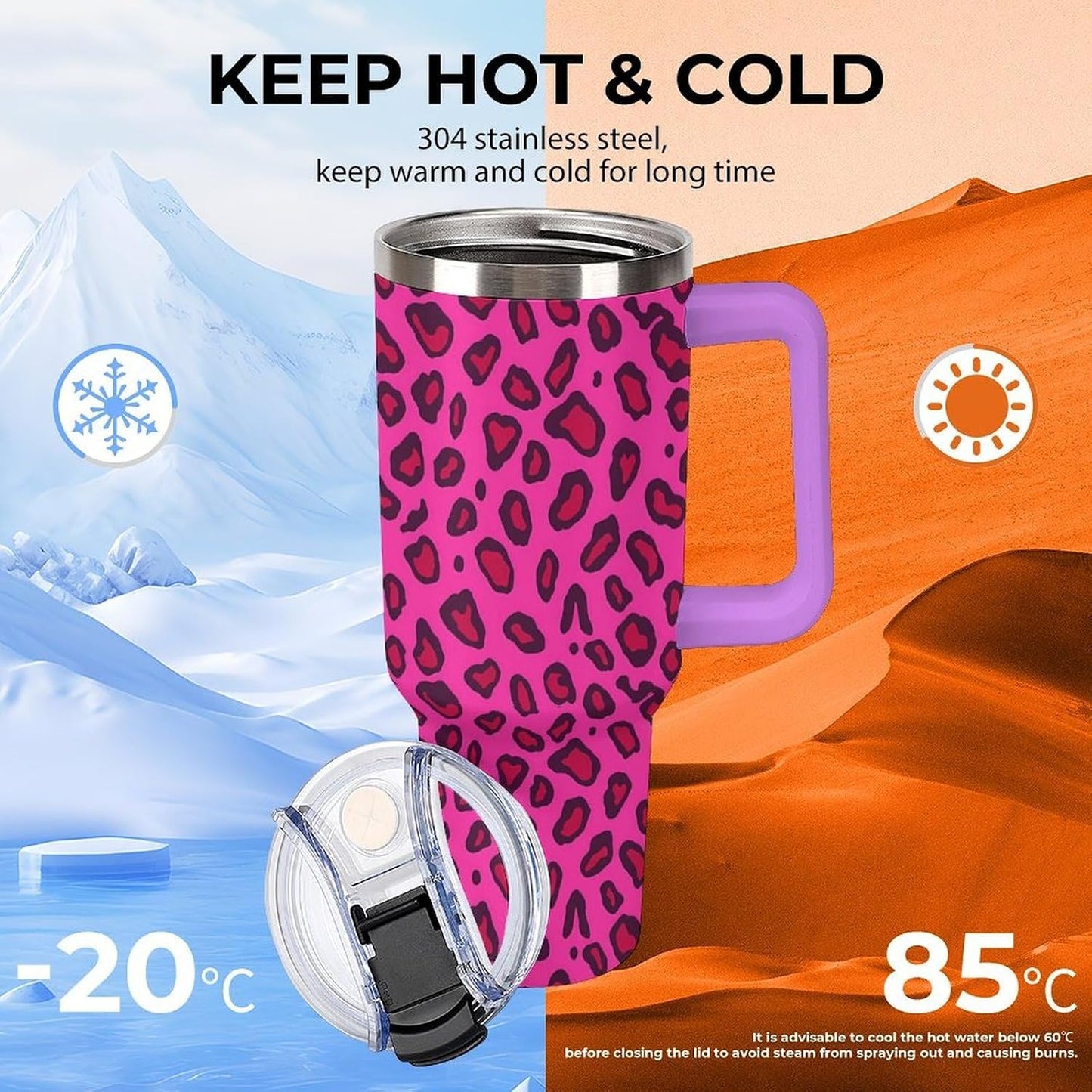 Leakproof Tumbler Vacuum Sealed Car Holder Friendly For Travel Teal And Peach Tropical Palm Leaf Pattern Water Tumbler white-style-23 - Colors E