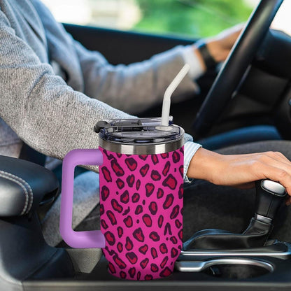 Leakproof Tumbler Vacuum Sealed Car Holder Friendly For Travel Teal And Peach Tropical Palm Leaf Pattern Water Tumbler white-style-23 - Colors E