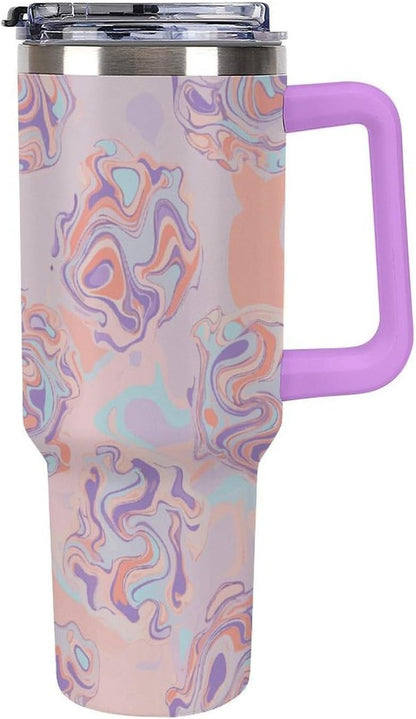 Leakproof Tumbler Vacuum Sealed Car Holder Friendly For Travel Teal And Peach Tropical Palm Leaf Pattern Water Tumbler white-style-23 - Colors E