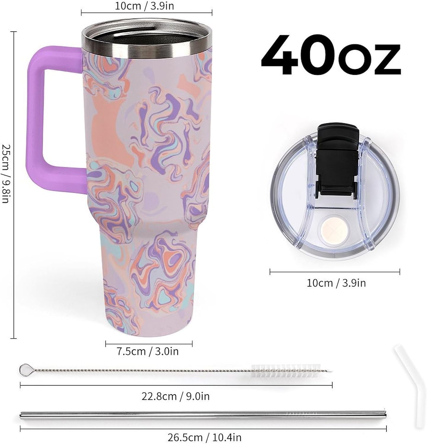 Leakproof Tumbler Vacuum Sealed Car Holder Friendly For Travel Teal And Peach Tropical Palm Leaf Pattern Water Tumbler white-style-23 - Colors E