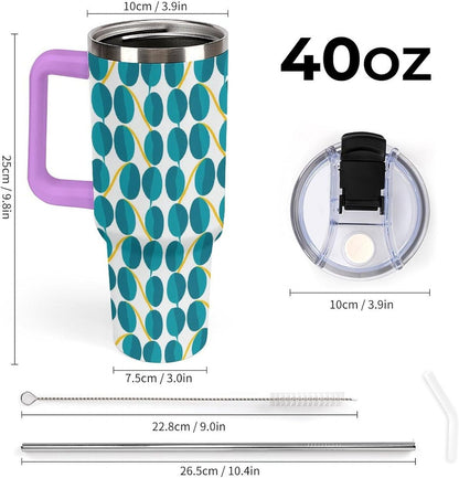 Leakproof Tumbler Vacuum Sealed Car Holder Friendly For Travel Teal And Peach Tropical Palm Leaf Pattern Water Tumbler white-style-23 - Colors E