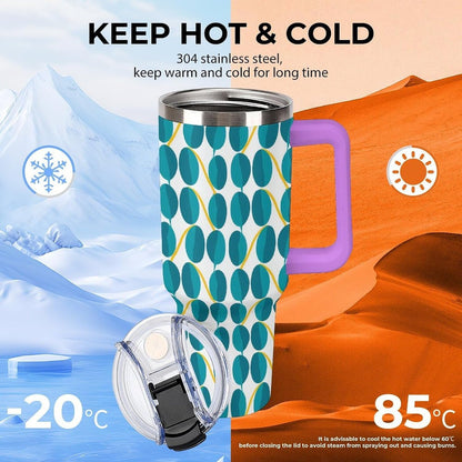 Leakproof Tumbler Vacuum Sealed Car Holder Friendly For Travel Teal And Peach Tropical Palm Leaf Pattern Water Tumbler white-style-23 - Colors E