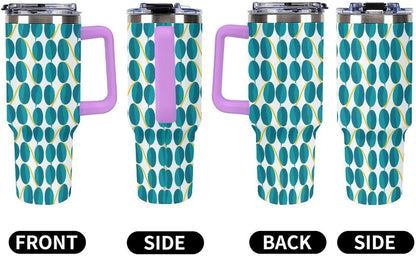 Leakproof Tumbler Vacuum Sealed Car Holder Friendly For Travel Teal And Peach Tropical Palm Leaf Pattern Water Tumbler white-style-23 - Colors E