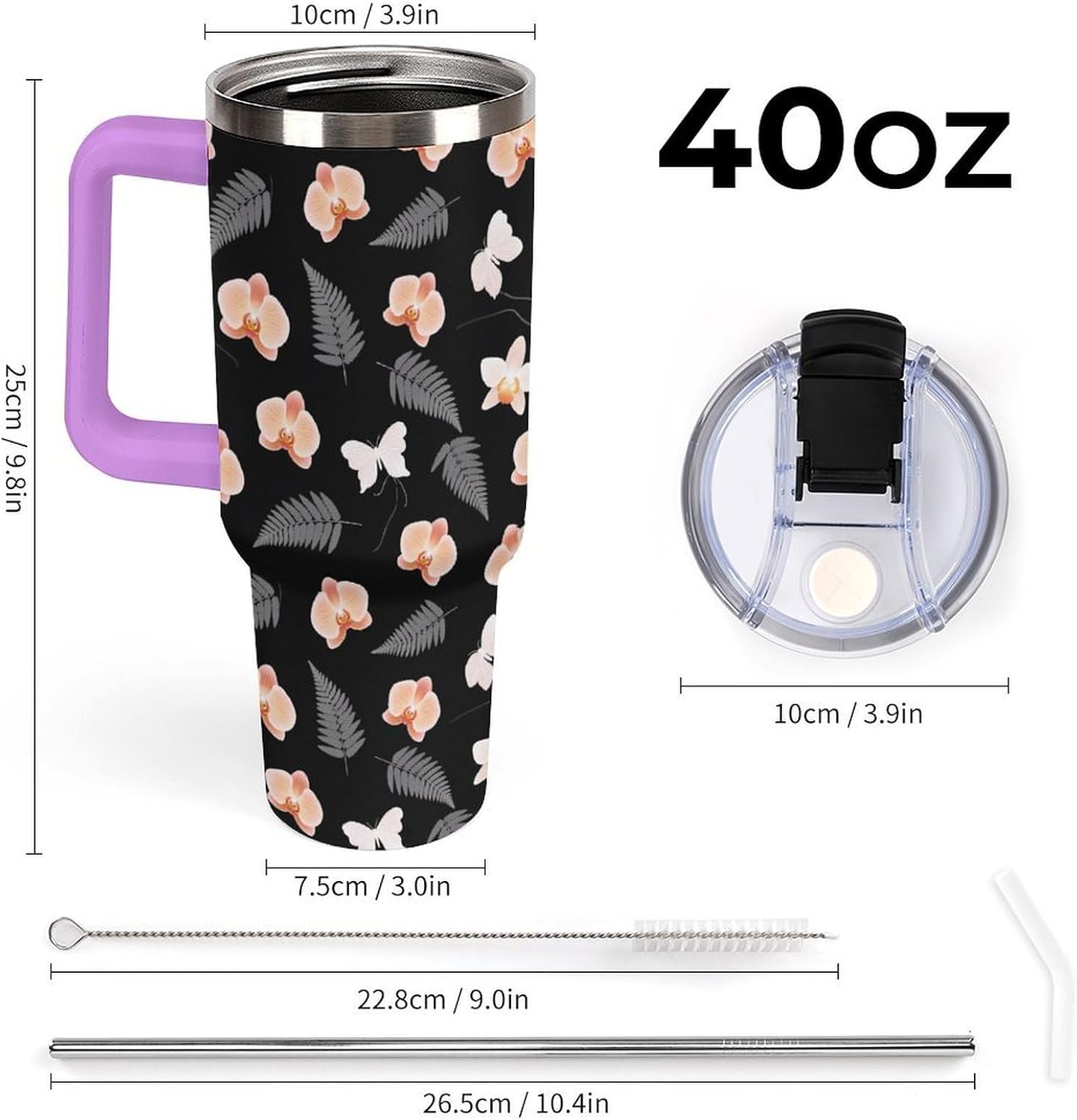 Leakproof Tumbler Vacuum Sealed Car Holder Friendly For Travel Teal And Peach Tropical Palm Leaf Pattern Water Tumbler white-style-23 - Colors E