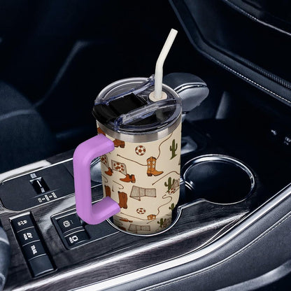 Leakproof Tumbler Vacuum Sealed Car Holder Friendly For Travel Teal And Peach Tropical Palm Leaf Pattern Water Tumbler white-style-23 - Colors E