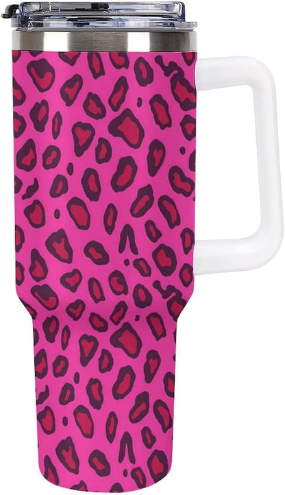 Leakproof Tumbler Vacuum Sealed Car Holder Friendly For Travel Teal And Peach Tropical Palm Leaf Pattern Water Tumbler white-style-23 - Colors E