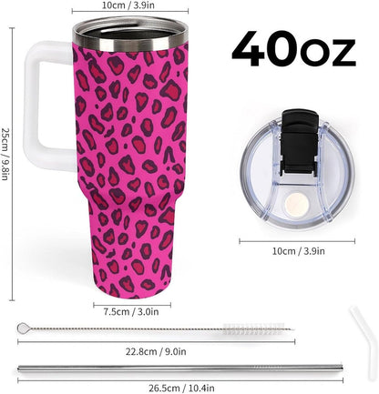 Leakproof Tumbler Vacuum Sealed Car Holder Friendly For Travel Teal And Peach Tropical Palm Leaf Pattern Water Tumbler white-style-23 - Colors E
