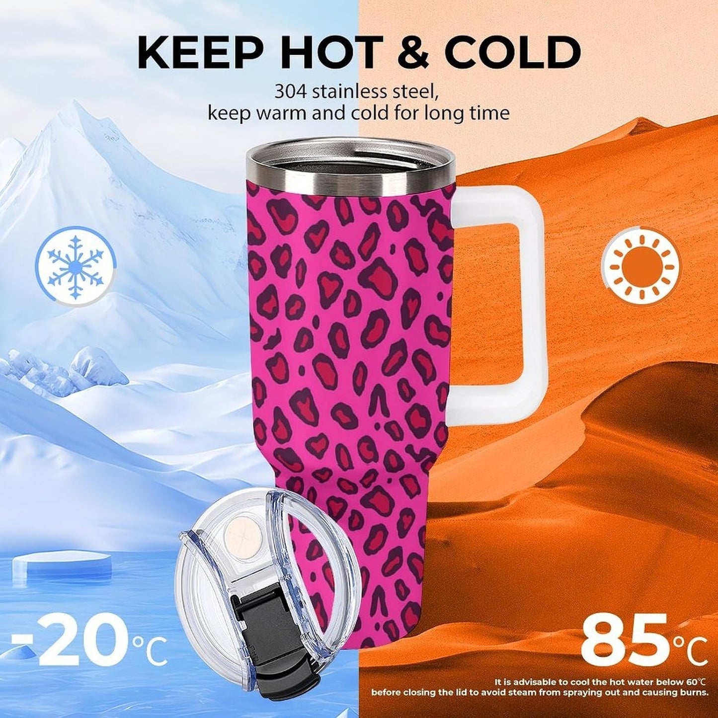 Leakproof Tumbler Vacuum Sealed Car Holder Friendly For Travel Teal And Peach Tropical Palm Leaf Pattern Water Tumbler white-style-23 - Colors E