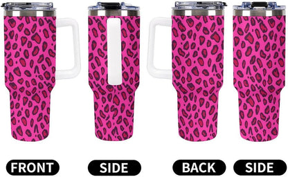 Leakproof Tumbler Vacuum Sealed Car Holder Friendly For Travel Teal And Peach Tropical Palm Leaf Pattern Water Tumbler white-style-23 - Colors E