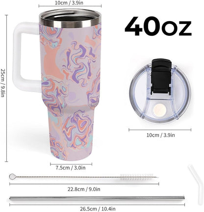 Leakproof Tumbler Vacuum Sealed Car Holder Friendly For Travel Teal And Peach Tropical Palm Leaf Pattern Water Tumbler white-style-23 - Colors E