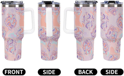 Leakproof Tumbler Vacuum Sealed Car Holder Friendly For Travel Teal And Peach Tropical Palm Leaf Pattern Water Tumbler white-style-23 - Colors E