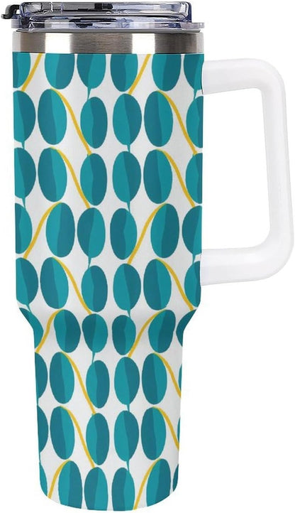 Leakproof Tumbler Vacuum Sealed Car Holder Friendly For Travel Teal And Peach Tropical Palm Leaf Pattern Water Tumbler white-style-23 - Colors E