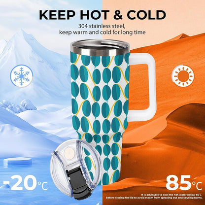 Leakproof Tumbler Vacuum Sealed Car Holder Friendly For Travel Teal And Peach Tropical Palm Leaf Pattern Water Tumbler white-style-23 - Colors E