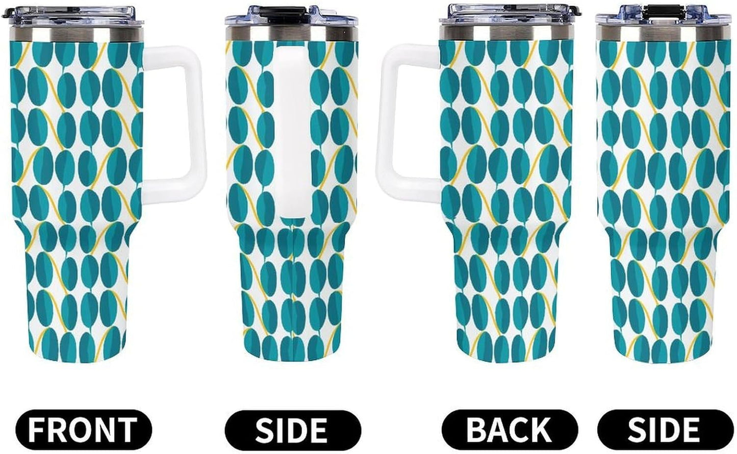 Leakproof Tumbler Vacuum Sealed Car Holder Friendly For Travel Teal And Peach Tropical Palm Leaf Pattern Water Tumbler white-style-23 - Colors E