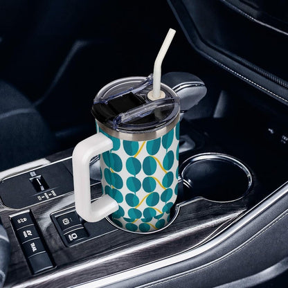 Leakproof Tumbler Vacuum Sealed Car Holder Friendly For Travel Teal And Peach Tropical Palm Leaf Pattern Water Tumbler white-style-23 - Colors E