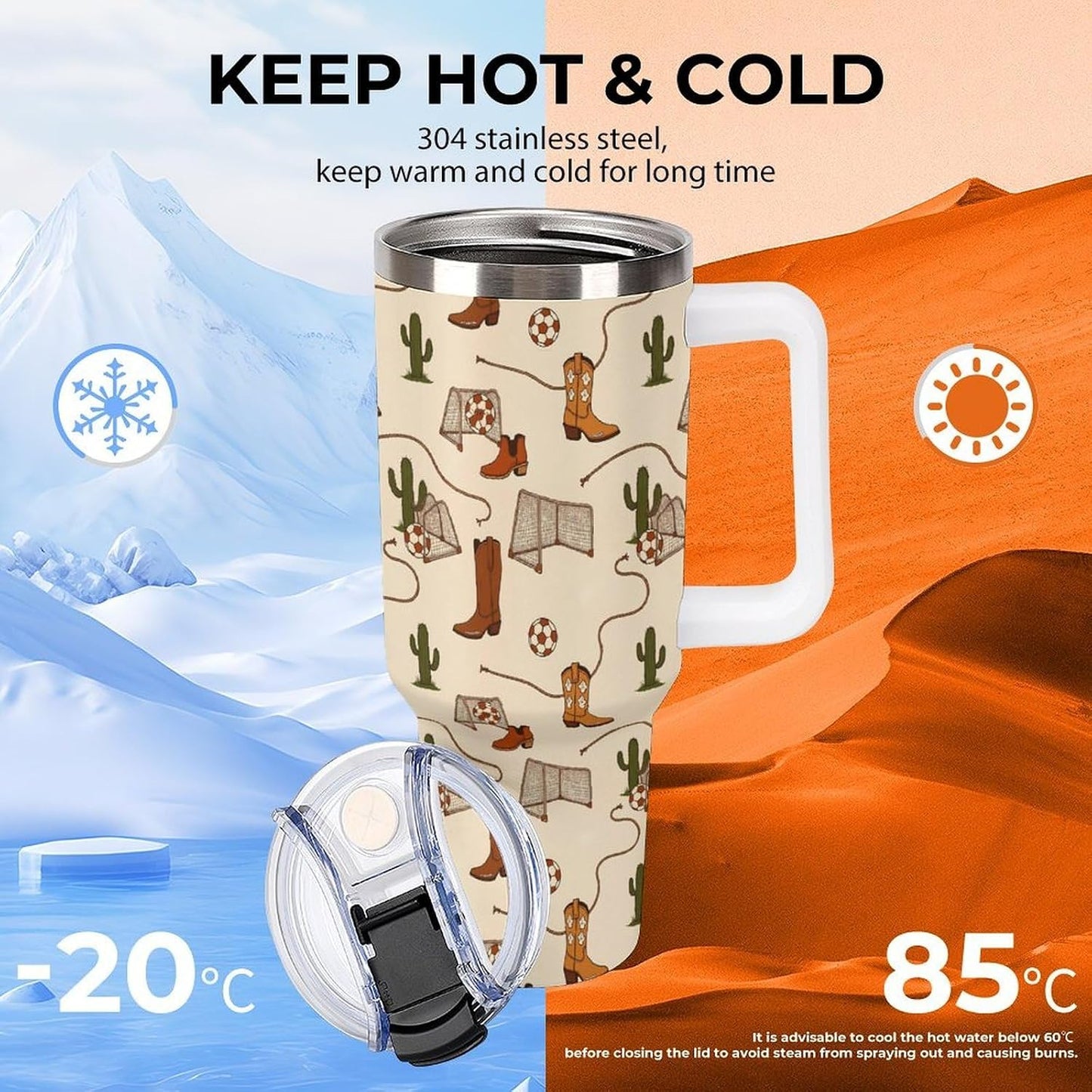 Leakproof Tumbler Vacuum Sealed Car Holder Friendly For Travel Teal And Peach Tropical Palm Leaf Pattern Water Tumbler white-style-23 - Colors E