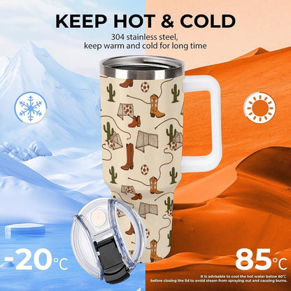 Leakproof Tumbler Vacuum Sealed Car Holder Friendly For Travel Teal And Peach Tropical Palm Leaf Pattern Water Tumbler white-style-23 - Colors E