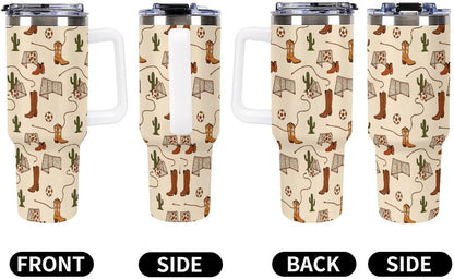 Leakproof Tumbler Vacuum Sealed Car Holder Friendly For Travel Teal And Peach Tropical Palm Leaf Pattern Water Tumbler white-style-23 - Colors E