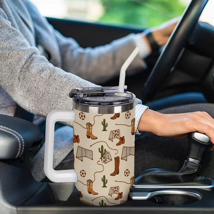 Leakproof Tumbler Vacuum Sealed Car Holder Friendly For Travel Teal And Peach Tropical Palm Leaf Pattern Water Tumbler white-style-23 - Colors E