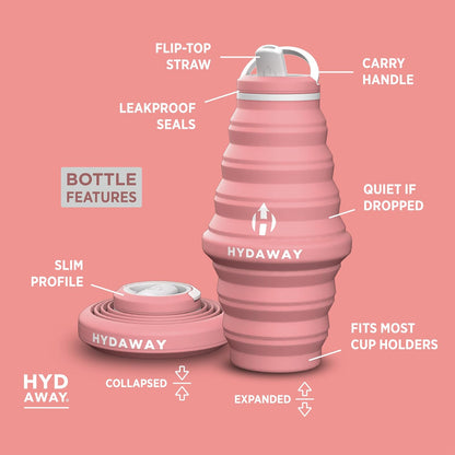 25oz Collapsible Water Bottle, Packable Leakproof for Travel