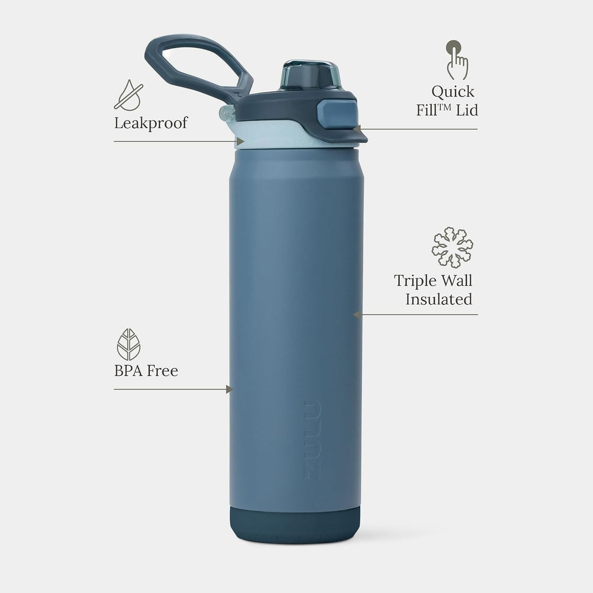 Powerfill Pro 32oz Stainless Steel Sip or Chug Water Bottle, High Tide