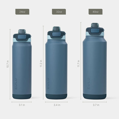 Powerfill Pro 32oz Stainless Steel Sip or Chug Water Bottle, High Tide