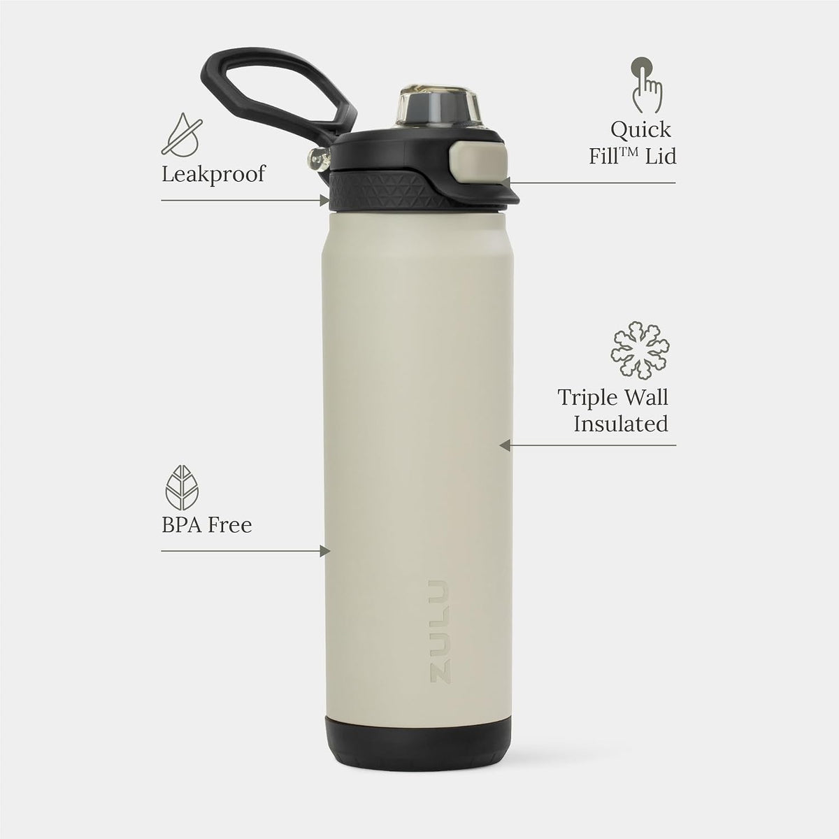 Powerfill Pro 32oz Stainless Steel Sip or Chug Water Bottle, High Tide