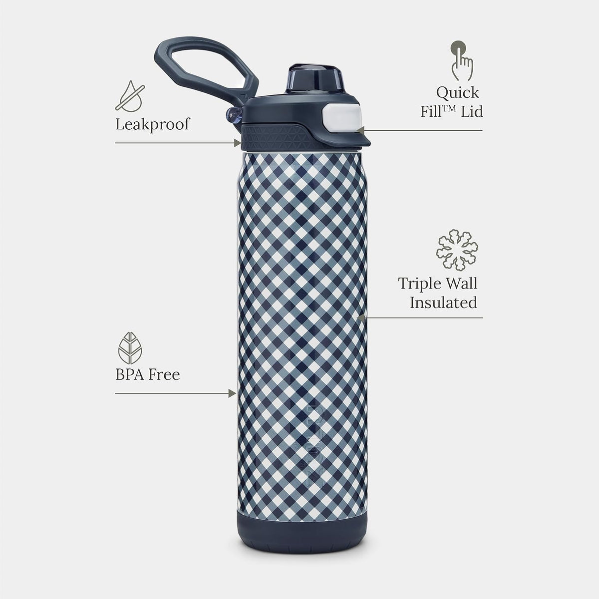 Powerfill Pro 32oz Stainless Steel Sip or Chug Water Bottle, High Tide
