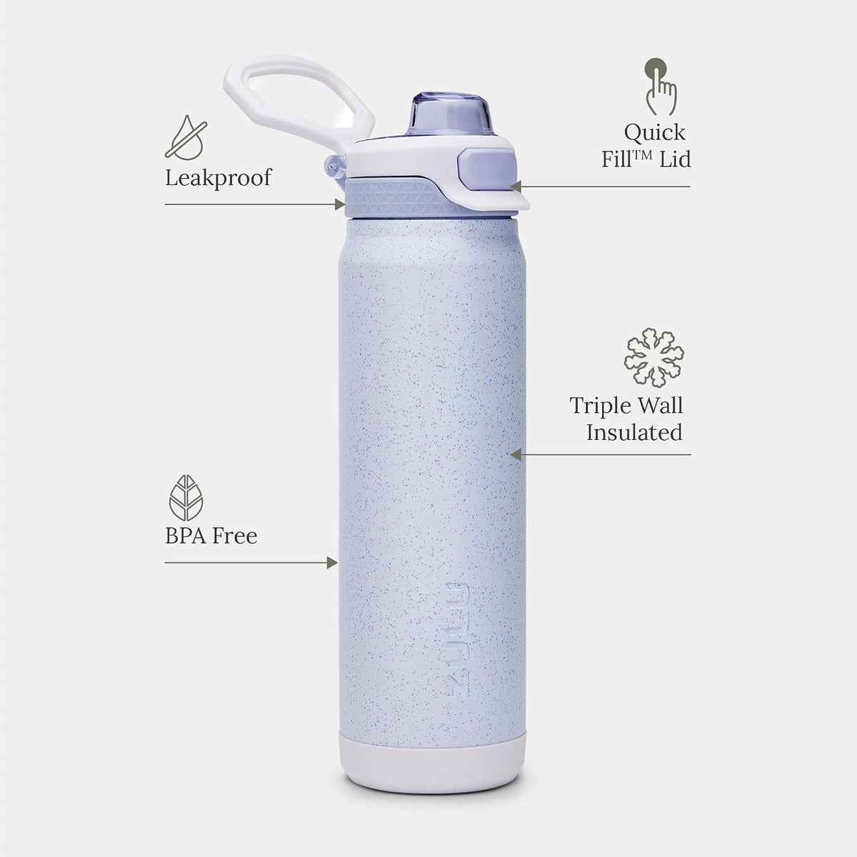 Powerfill Pro 32oz Stainless Steel Sip or Chug Water Bottle, High Tide