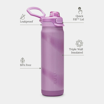 Powerfill Pro 32oz Stainless Steel Sip or Chug Water Bottle, High Tide