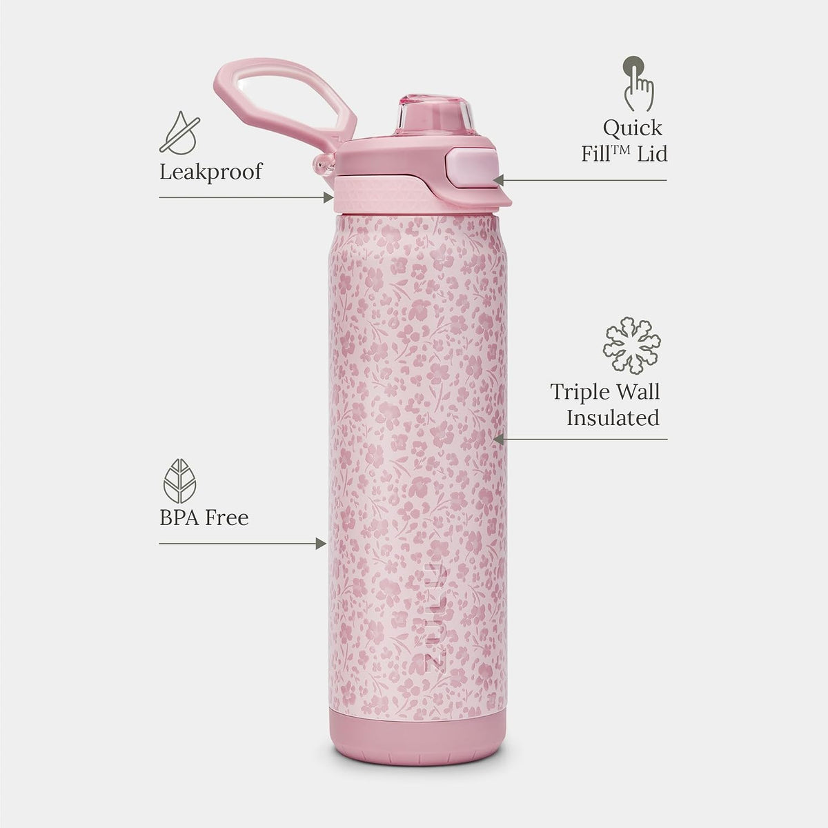 Powerfill Pro 32oz Stainless Steel Sip or Chug Water Bottle, High Tide