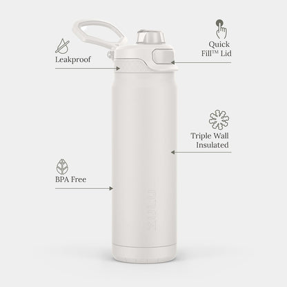 Powerfill Pro 32oz Stainless Steel Sip or Chug Water Bottle, High Tide
