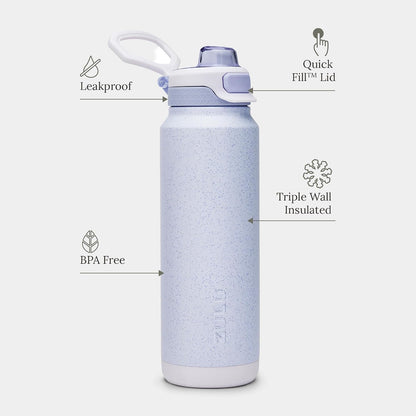 Powerfill Pro 32oz Stainless Steel Sip or Chug Water Bottle, High Tide