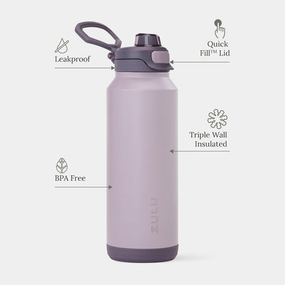 Powerfill Pro 32oz Stainless Steel Sip or Chug Water Bottle, High Tide