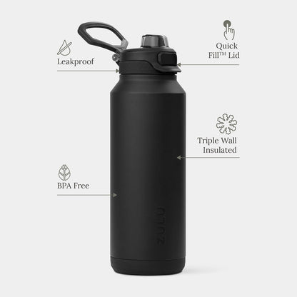 Powerfill Pro 32oz Stainless Steel Sip or Chug Water Bottle, High Tide