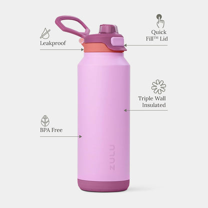 Powerfill Pro 32oz Stainless Steel Sip or Chug Water Bottle, High Tide