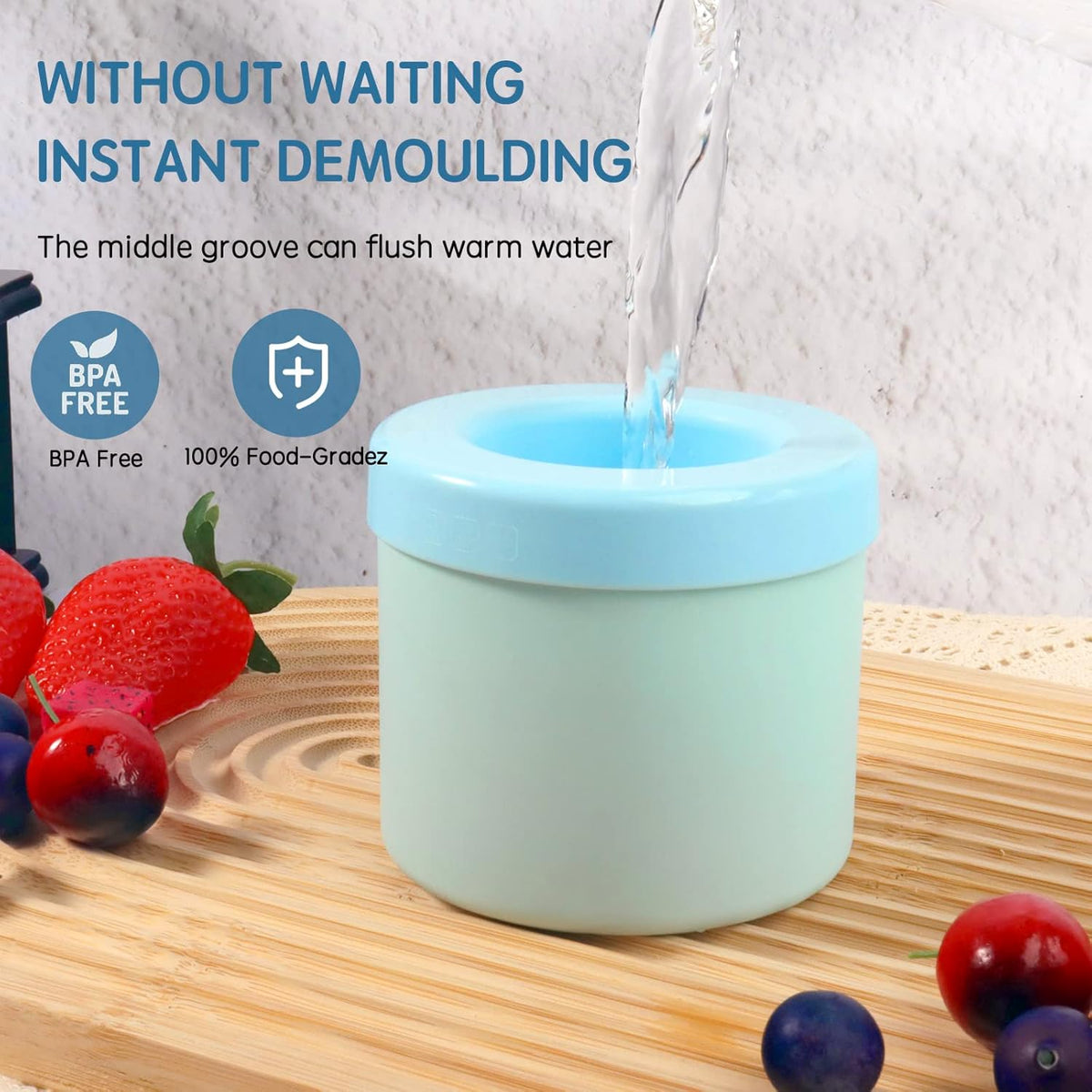 Small Ice Maker Cup, Cylinder Silicone Ice Cube Molds, Mini Ice Maker Cube Tray, Decompress Ice Lattice Ice Cube Trays for freezer, 60 Ice Cubes, Easy-Release