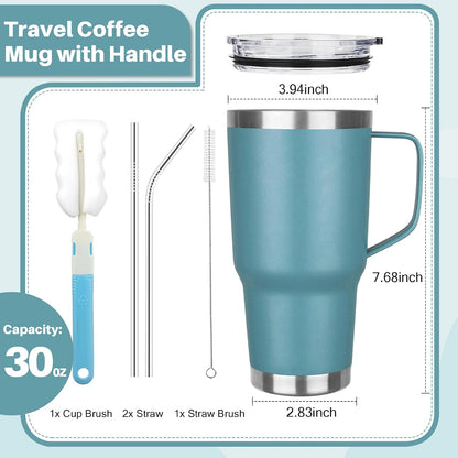 40 oz Tumbler with Handle, Insulated Tumbler with Lid and Straw, Reusable Stainless Steel Vacuum Insulated Cup, 100% Leak Proof Thermal Travel Coffee Mug Cup for Cold and Hot (Light Purple)