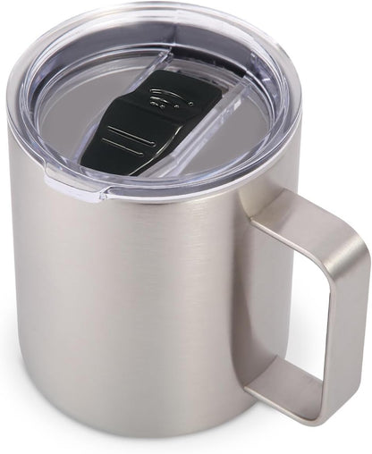 Volhoply 14oz Insulated Stainless Steel Coffee Mug with Lid Bulk,Double Wall Vacuum Travel Coffee Cup with Handle,Reusable Metal Cups Tumbler Cup,Camping Mugs,Ideal Gifts(Mix,4)